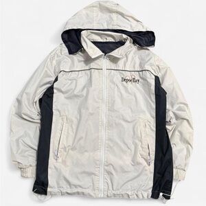Men's Cream and Black Raincoat